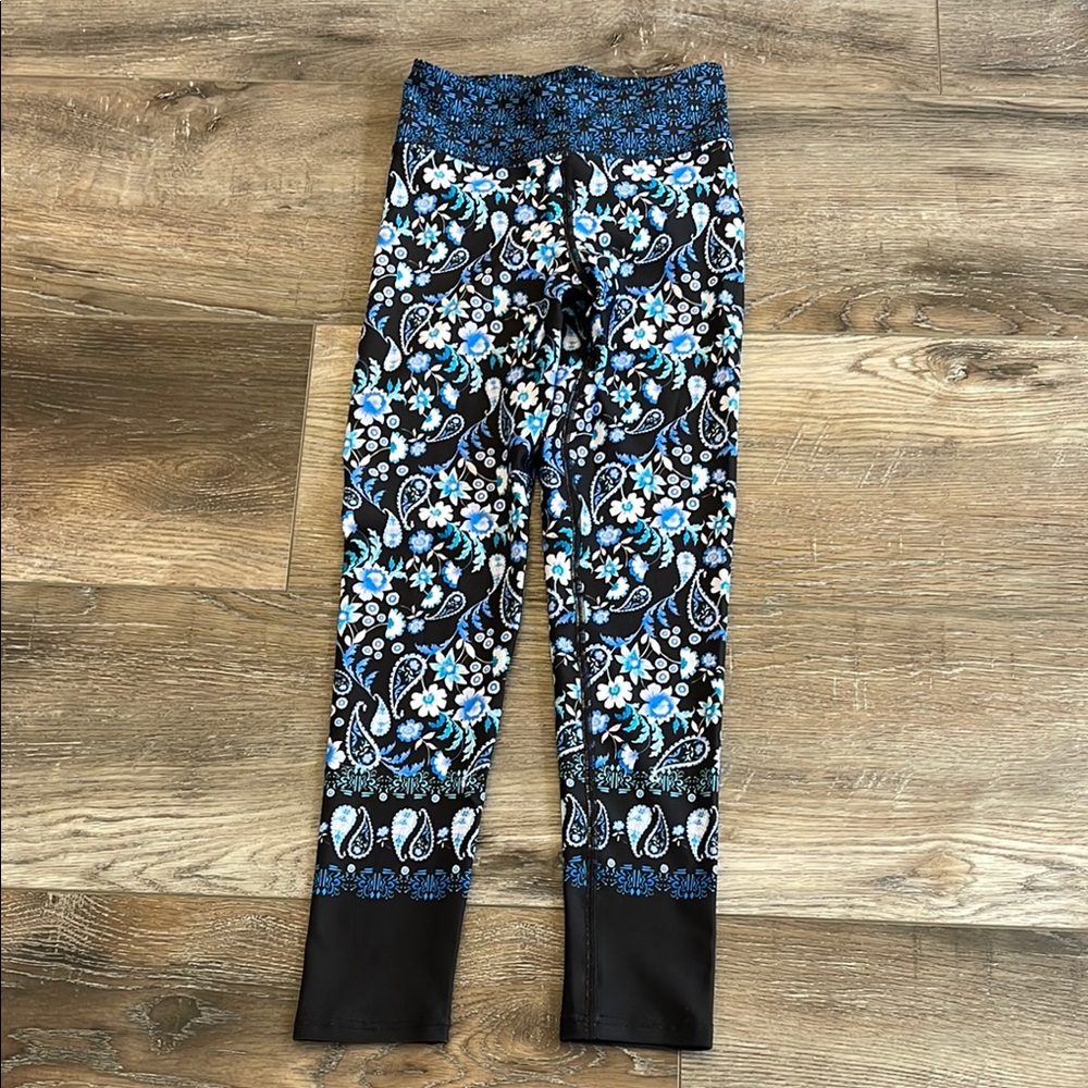 Dharma Bums Black and Blue Floral Leggings